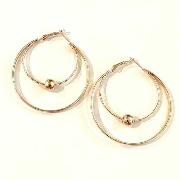 Gold Double Hoop Earrings - Picture 1 of 2